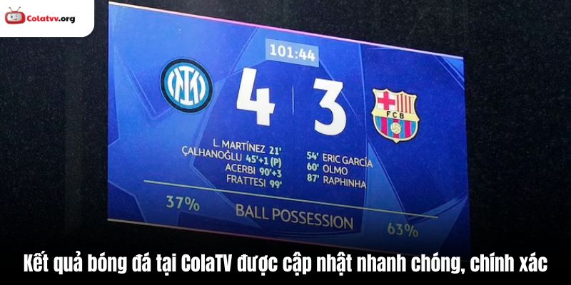 Kết quả bóng đá tại ColaTV được cập nhật nhanh chóng, chính xác