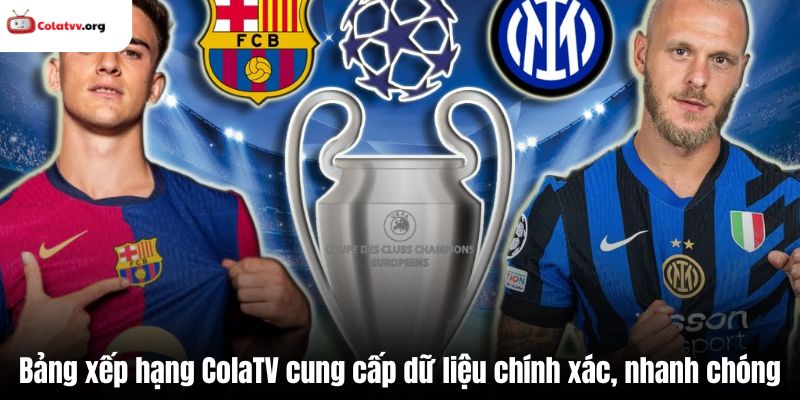 Bảng xếp hạng ColaTV cung cấp dữ liệu chính xác, nhanh chóng